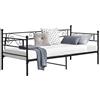 [en.casa] Struttura Divano in Metallo a 2-3 Posti Seduta con Schienale e Braccioli Decorativi Letto Singolo in Acciaio 90x200 cm Sofà per Soggiorno Camera da Letto Ospiti - Nero Opaco