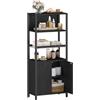 Hzuaneri Mobile da Bagno, mobile bagno, 2 Ripiani Aperti Regolabili e 2 ante, vassoio in rete metallica ventilata, mobiletto sottile per bagnos/cucina, per Bagnos, Cucina, Nero BC42904B