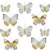 MIK Funshopping Farfalle decorative con clip per decorazioni colorate (set da 10 pezzi, bianco-giallo sole)