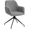 CLP Sedia da Pranzo Girevole Merlinda 360° in Tessuto Teddy, Poltroncina Imbottita con Braccioli Colore:grigio