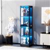 FOERPL Vetrina espositora per collezioni con luce, vetrina in vetro con porta, 165 x 35 x 40 cm, LED a 3 modalità dinamiche, mobili, vetrine da salone, in vetro, con mensola, libreria, per soggiorno e