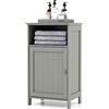 LIFEZEAL Mobiletto Bagno Salvaspazio con 1 Anta e Ripiano Interno Regolabile, Armadietto da Bagno da Terra in Legno, Mobiletto Multiuso di Gran Capacità, 40 x 30 x 70 cm (grigio)