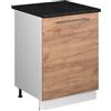 Vicco Mobiletto base cucina Fame-Line, Rovere dorato/Bianco, 60 cm 1 anta con piano di lavoro