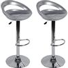 LSFYYDS Set di 2 sedie da bar in plastica ABS, sgabello da bar regolabile in altezza 81-101 cm, con poggiapiedi (argento)