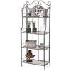 CLP Scaffale Rustico ANIKA in Ferro - Étagère Salvaspazio Richiudibile 4 Ripiani Forellati - Scaffale a Muro Decorativo Shabby Chic - Portafiori e Piante per Cucina o Soggiorno Bronzo