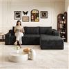 Yihomfy 241 cm Divano convertibile,Divano angolare convertibile,Divano ad angolo, Divano componibile, Seduta profonda, Divano a 3 posti con Meridiana, Divano compresso a forma di L, Velluto a coste