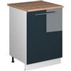 Vicco Mobiletto base cucina Fame-Line, Blu scuro lucido/Bianco, 60 cm 1 anta con piano di lavoro