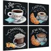 Giallobus - Quadri 4 Multi Pannello Art Board - Raccolta Breakfast - Nero - Legno MDF - 29,7x29,7 - x 4 Pezzi