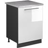 Vicco Mobiletto base cucina Fame-Line, Bianco lucido/Antracite, 60 cm 1 anta con piano di lavoro