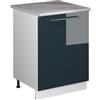 Vicco Mobiletto base cucina Fame-Line, Blu scuro lucido/Bianco, 60 cm 1 anta con piano di lavoro