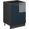 Vicco Mobiletto base cucina Fame-Line, Blu scuro lucido/Antracite, 60 cm 1 anta senza piano di lavoro