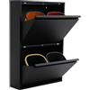 KKVUIIFF Pattumiera da Cucina, Sistema di Separazione dei Rifiuti a 4 Scomparti, Pattumiera, 4 Pezzi da 15L, 56 x 24,5 x 91 cm (Nero)