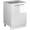 Vicco Mobiletto base cucina Fame-Line, Bianco lucido/Bianco, 60 cm 1 anta senza piano di lavoro