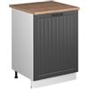 Vicco Mobiletto base cucina Fame-Line, Grigio scuro/Bianco, 60 cm 1 anta con piano di lavoro