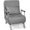 GIANTEX 2 in 1 Poltrona Letto Pieghevole, Schienale Regolabile a 5 Livelli, con Braccioli e Cuscinetto, Chaise Longue Soggiorno, Telaio in Metallo, Carico di 150 kg, 59x78,5x83 cm, 5 Colori
