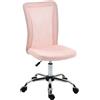 Vinsetto Sedia da Ufficio Ergonomica Senza Braccioli, Sedia per Scrivania Girevole in Tessuto Traspirante a Rete con Seduta Imbottita, Altezza Regolabile, 43x58x90-100cm, Rosa