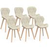 IDMarket - Set di 6 sedie da pranzo ROBINE in tessuto beige