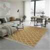 Jimri Fashion4Home Tappeto a pelo corto, boho Kelim, per soggiorno, camera da letto e cucina, per corridoio, cameretta dei bambini,camera dei bambini Morocco-oro-bianco, 140 x 200 cm