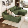 Yihomfy 241 cm Divano ad angolo a forma di U, divano a forma di U, divano ad angolo modulare 4 posti con pouf, divano a U convertibile per soggiorno, seduta profonda, senza montaggio, R-verde