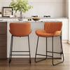 chairus Set di 2 Sedie Cucina in Ecopelle, Sgabelli da Bar con Schienale, Sgabello Alto con Gambe in Metallo, Sgabello Moderna Design per Cucina/Bar/Penisola, Arancio