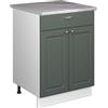 Vicco Mobile base per lavello/piano cottura Fame-Line, Verde-oro rustico/Bianco, 60 cm con cassetto, PL Marmo, Utilizzo flessibile - adatto per piano cottura o lavello