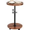 ESTUWD Tavolino da Divano Laterale Rotondo con Ruote, Regolabile in Altezza 45-80 cm, Girevole 360°, in Legno Finitura Noce, Tavolino Salvaspazio per Soggiorno e Camera da Letto, Ideale per Laptop