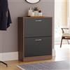 Vida Designs Scarpiera con 2 cassetti, scarpiera, organizer per riporre le scarpe, mobile in legno a scomparsa, noce e nero