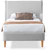 EVERGREENWEB MATERASSI & BEDS EVERGREENWEB Letto Singolo in doghe in legno con Testata e rivestimento in tessuto Grigio Chiaro | facile da montare |Adatto per materasso cm 90x200 | Letto di Design |Mod. Parigi