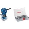 Bosch Professional Bundle of Bosch 06016A0020 - Affilatrice 5 Mm, 550W-GKF 500 + Bosch 6x Set frese per profilare, smussare e scanalare PRO, 6 pz (per Legno tenero, Legno duro, Ø 19, 25, 25, 35, 13, 16 mm)