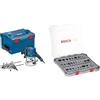Bosch Professional Fresatrice verticale GOF 1250 CE (incl. chiave fissa 19 mm, guida parallela con regolazione di precisione, adattatore per anelli a copiare, pinza di serraggio) + Bosch Set PRO, 30pz