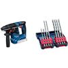 Bosch Professional Bundle of Bosch Professional 18V System Martello perforatore a batteria GBH 18V-18 (SDS Plus) + Bosch Professional Tough Box Punte SDS-Plus B8 2607019903, Nero