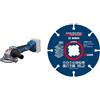 Bosch Professional Bundle of Bosch Professional 18V System Smerigliatrice angolare a batteria GWS 18V-8 (diametro disco 115 mm) + Bosch Accessories 1x Mole da Taglio X-LOCK Expert Carbide Multi Wheel per Legno Duro