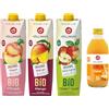 Höllinger Hollinger Premium Bio Succhi di Frutta Biologici, Set 4 Bottiglie, Pesca, Mango, Mela Selvatica e Zenzero con Acerola, 3x1000ml + 1x330ml