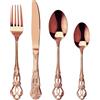 SHEUMNT Set Posate 24 Pezzi Stile Retro Oro Rosa - Elegante Servizio per 6 Persone, Posate in Acciaio Inox con Finitura Antica Barocca, Set Completo con Forchette, Cucchiai e Coltelli
