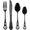SHEUMNT Set Posate 24 Pezzi Stile Retro Nero - Elegante Servizio per 6 Persone, Posate in Acciaio Inox con Finitura Antica Barocca, Set Completo con Forchette, Cucchiai e Coltelli