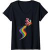 Disney Pixar Donna Disney Pixar Inside Out Bing Bong e Joy Rainbow Maglietta con Collo a V