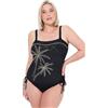 Ulla Popken Badeanzug Olivia, Glitzer Palmen-Stick Costume Intero, Nero, 50 Donna
