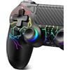 Satevol Controller Wireless, Controller di gioco,Gamepad Joystick per P4 con Pulsante Turbo/Posteriore/Doppia Vibrazione/6 Assi Giroscopio/RGB