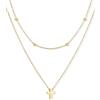 U7 Collana Donna Croce Placcato Oro 14K a Doppio Strato Minimalista Leggera