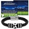 BOYATONG Fantastici regali per comunione ragazzo, braccialetto da calcio per ragazzi con biglietto per comunione e confezione regalo, regalo per ragazzi e ragazzi, Metallo