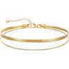 U7 Cavigliere Donna Oro Acciaio Doppio Strato Catenine Serpente Piatta+ Serpente