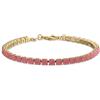 Bling Jewelry Bracciale Da Tennis Con Rubino Rosso Simulato In Zircone Cubico Rotondo Solitario Classic 12CTW Con Set A Cestello A Griffe Per Donne Placcato In Oro 14K Da 7,5 Pollici