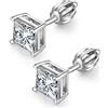 JiaYang Orecchini a bottone da uomo Orecchini con diamanti finti Orecchini a bottone quadrati in argento Orecchini a vite con taglio principessa Orecchini con zirconi cubici per donna Stretling Argento 5MM