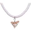 BlueRica Shark Tooth ciondolo su collana nero Puka conchiglie con perline in metallo (2S Shark Tooth)