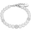 Luca Barra Bracciale da donna Bracciale in acciaio con perle e cristalli bianchi. Lunghezza: 17 + 3 cm. La referenza è bk2096