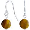 Bling Jewelry Semplici Orecchini Pendenti Con Perline Di Occhio Di Tigre Marrone Rotonde E Basse, Con Ganci Francesi A Forma Di Pesce.925 In Argento Sterling Per Donne