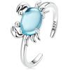 Anillos Anello in argento sterling 925 per donna Delicata pietra blu Gioielleria raffinata Vita aperta Granchio carino Summer Beach Party Gift
