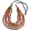 Avalaya Collana multifilo multicolore con perline in legno e cordoncino di cotone, lunghezza massima 90 cm, regolabile, Misura unica, corde, legno, Nessuna pietra preziosa