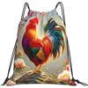 Generic Zaino con Coulisse Colorful Rooster Chicken Sacchetta Sportiva Leggero Drawstring Backpack Grande capacità Borsa con Coulisse per Unisex Spiaggia Viaggi