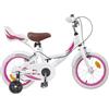 Kaloriko Bicicletta per bambini da 14 pollici, bianca, per 3-5 anni, con telaio in acciaio, manubrio e sella regolabili, parafanghi, freno, campanello, due ruote leggere per il tempo libero, la città